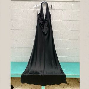 Vintage Satin Halter Maxi Gown Slip Dress 6 Black 90s Y2K Old Money Red Carpet